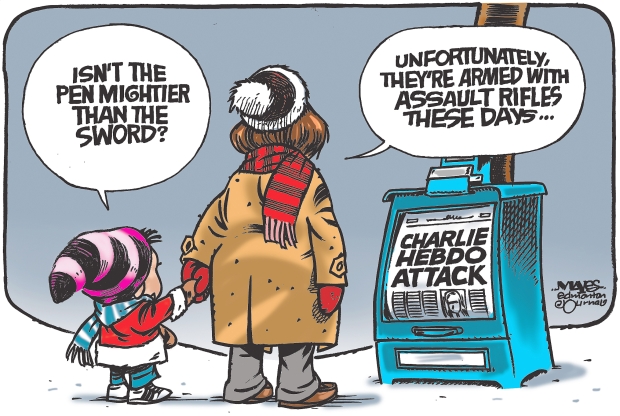 Edmonton Journal political cartoonist reacts to Charlie Hebdo attack |  