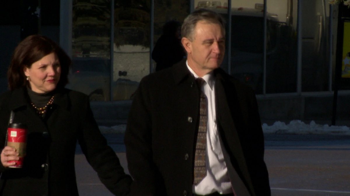 Brian Malley leaving Red Deer Court January 28, 2015.