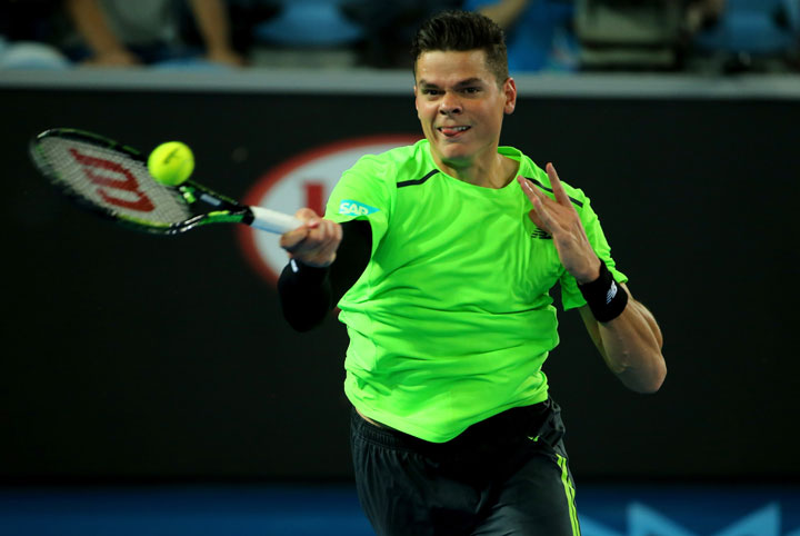 Milos Raonic during his second round match against Donald Young of the USA during day four of the 2015 Australian Open at Melbourne Park on January 22, 2015.  