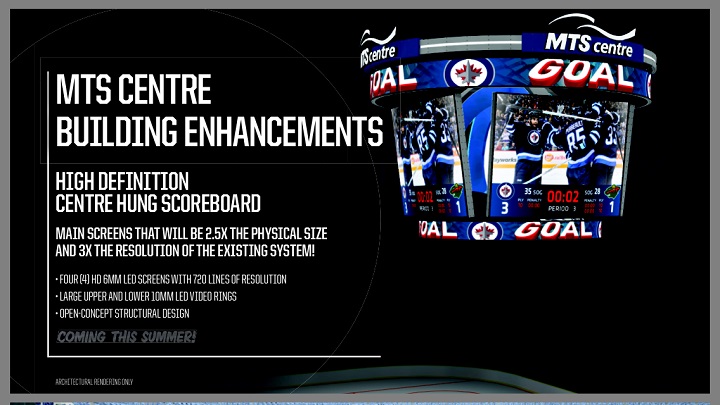Image from True North announcement Monday on improvements planned for MTS Centre