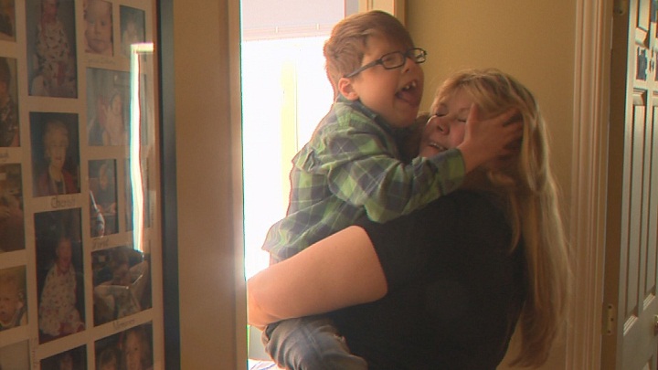 Ann Gagnon and her son Kieran at the family home in Saint-Lazare. Jan. 27, 2014.