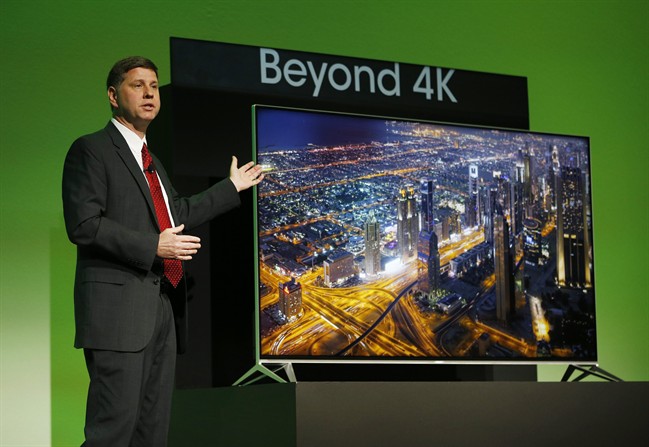 Jim Sanduski, President of Sharp Electronics Marketing Corporation of America, introduces the Sharp Aquos Beyond 4K Ultra HD television.