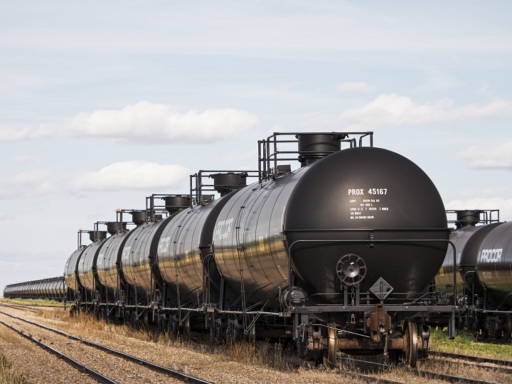 Rail tanker cars used to move oil-by-rail on a railway siding, Shaunavon, Saskatchewan, August 29, 2014. THE CANADIAN PRESS IMAGES/Bayne Stanley.