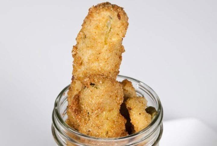Crispy Fried Pickles with Buttermilk Ranch.
