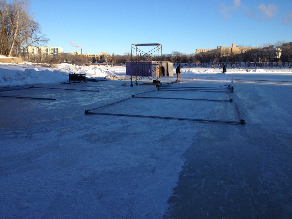 Construction underway for Winnipeg pop up restaurant located on the Red River.