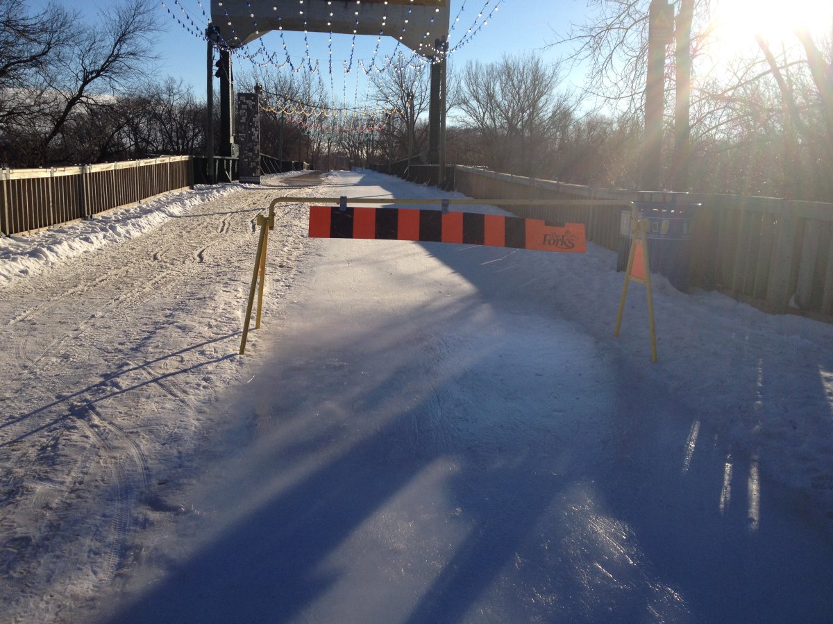 Warm weather forces closure of Bridge Trail and Canopy Rink at The Forks.