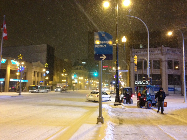 Snow Portage Main Winnipeg sidewalk plows