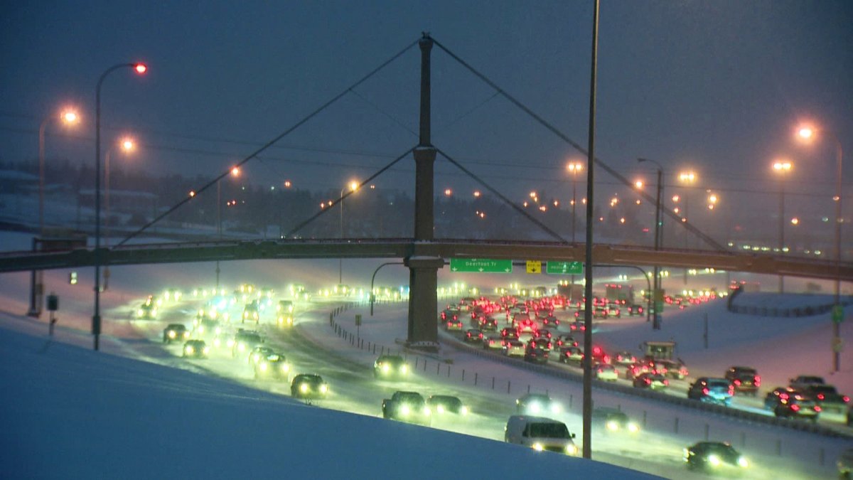 Traffic on Deerfoot Trail on Tuesday, January 6th, 2015.