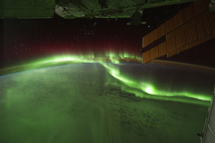 Astronauts view the southern lights from space in 2011.