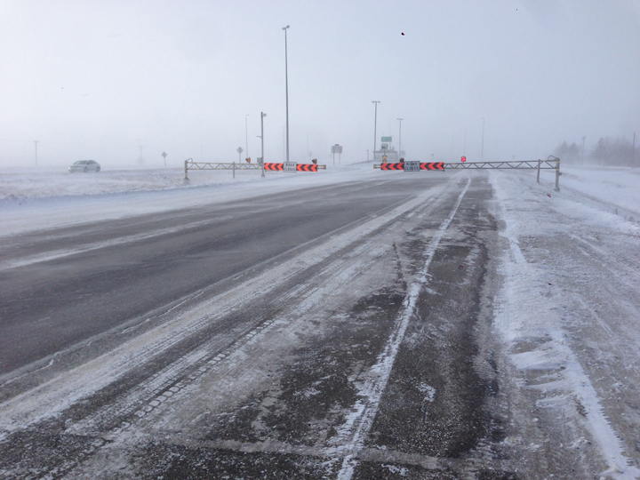 Trans-Canada Highway closed blowing snow Manitoba Winnipeg weather