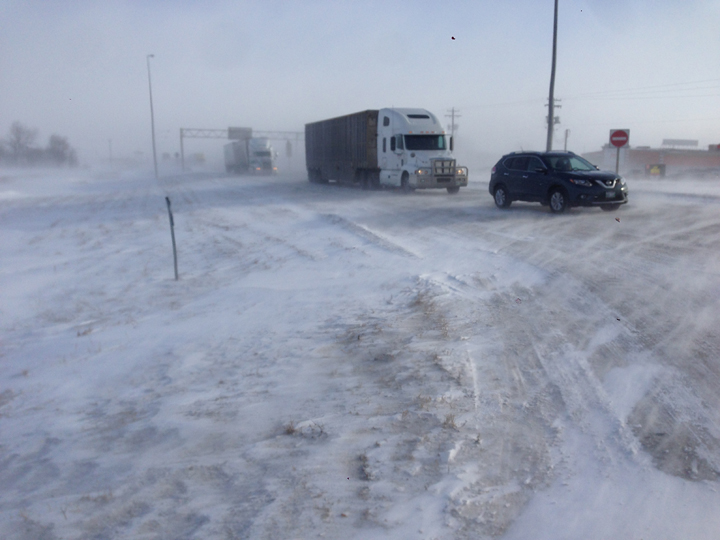 Trans-Canada Highway closed blowing snow Manitoba Winnipeg weather