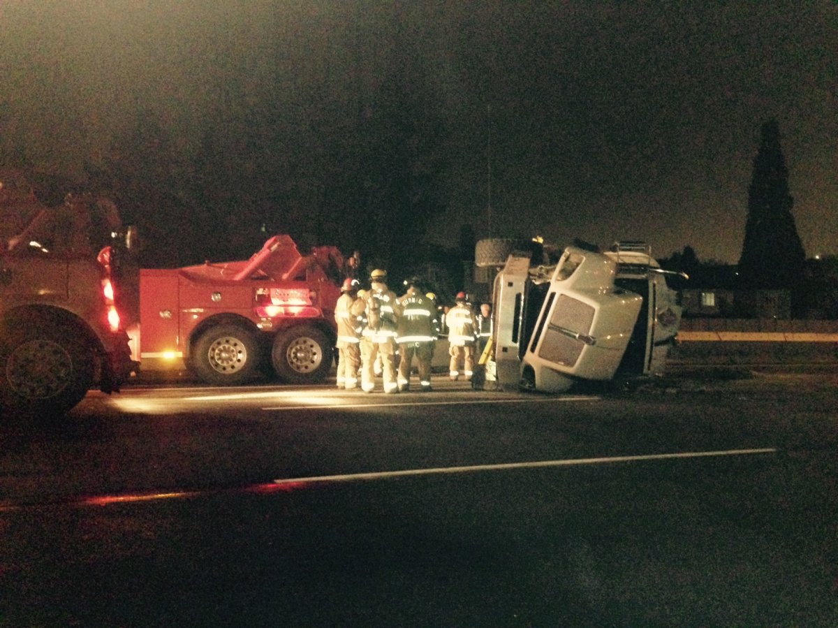 Highway 1 re-opened after accident involving semi-truck carrying fuel - image