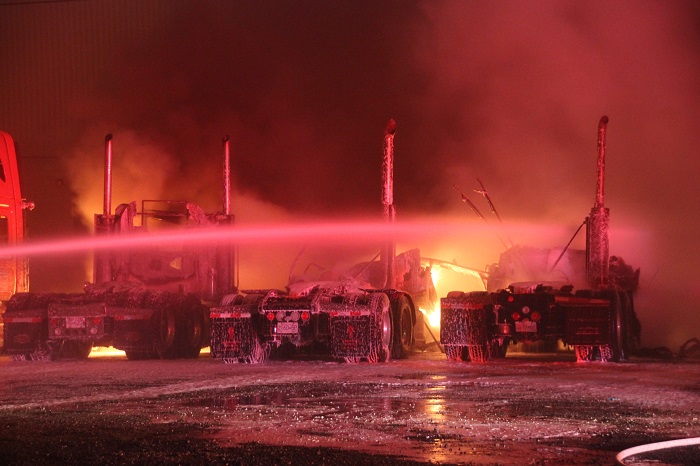 Fire badly damages semi-trucks in Delta - image
