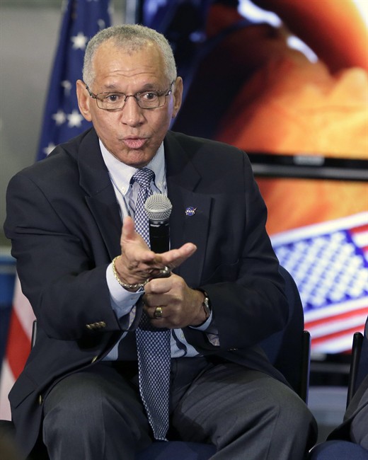 NASA Administrator Charles Bolden speaks at a briefing Monday, Jan. 26, 2015, in Houston about the future of the commercial crew program to send astronauts to the International Space Station.