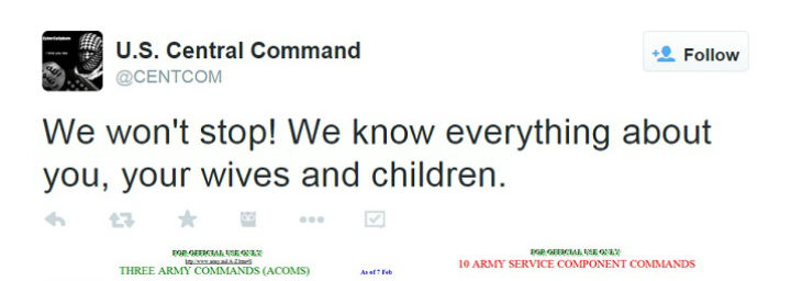 U.S. military command’s online accounts hacked, show pro-ISIS messages - image