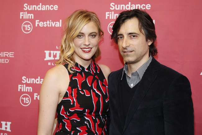 Actress Greta Gerwig, left, and director Noah Baumbach pose at the premiere of "Mistress America" during the 2015 Sundance Film Festival on Saturday, Jan. 24, 2015, in Park City, Utah.