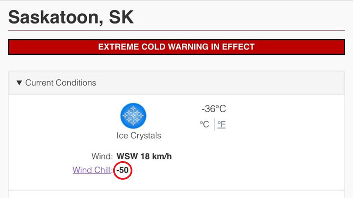A Sunday morning surprise for many waking up to -50 wind chill in Saskatoon.