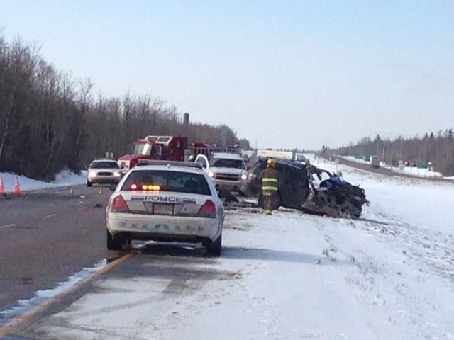 Crash involving SUV and sanding truck closes Highway 43 on Feb. 25, 2015. 