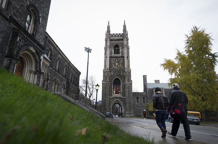 The Soldier's Tower stands over the University of Toronto campus in Toronto on Thursday, November 6, 2014. 