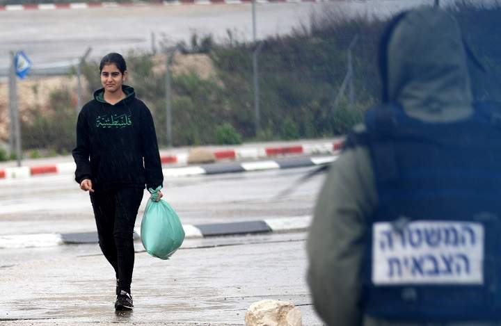 14-year-old Malak al-Khatib is released from an Israeli jail on Feb. 13, 2015. 