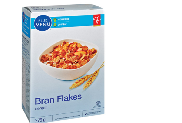 PC Blue Menu brand Bran Flakes Cereal.