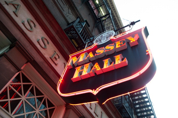 Exterior photography of Massey Hall on June 22, 2014 in Toronto, Canada.
