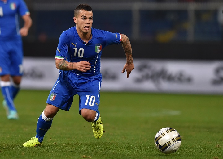 Sebastian Giovinco of Italy in action during the International Friendly match between Italy and Albania at Luigi Ferraris on November 18, 2014 in Genoa, Italy.
