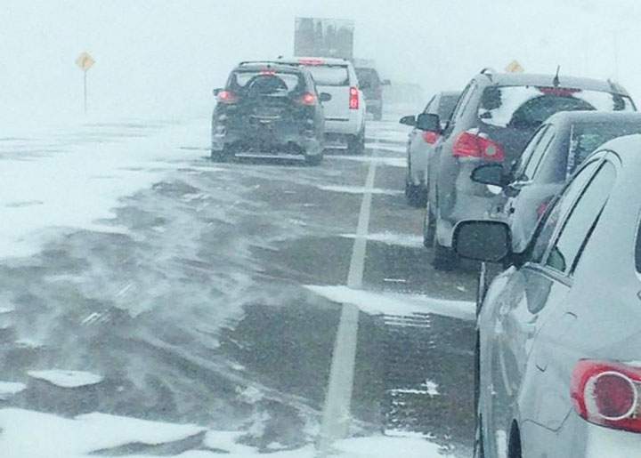 RCMP are warning drivers to be cautious after a multiple vehicle collision in west-central Saskatchewan Saturday.