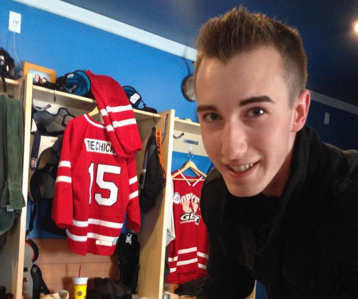 Brendan O’Callaghan stops by the World's Longest Hockey Game Friday, Feb. 13, 2015.