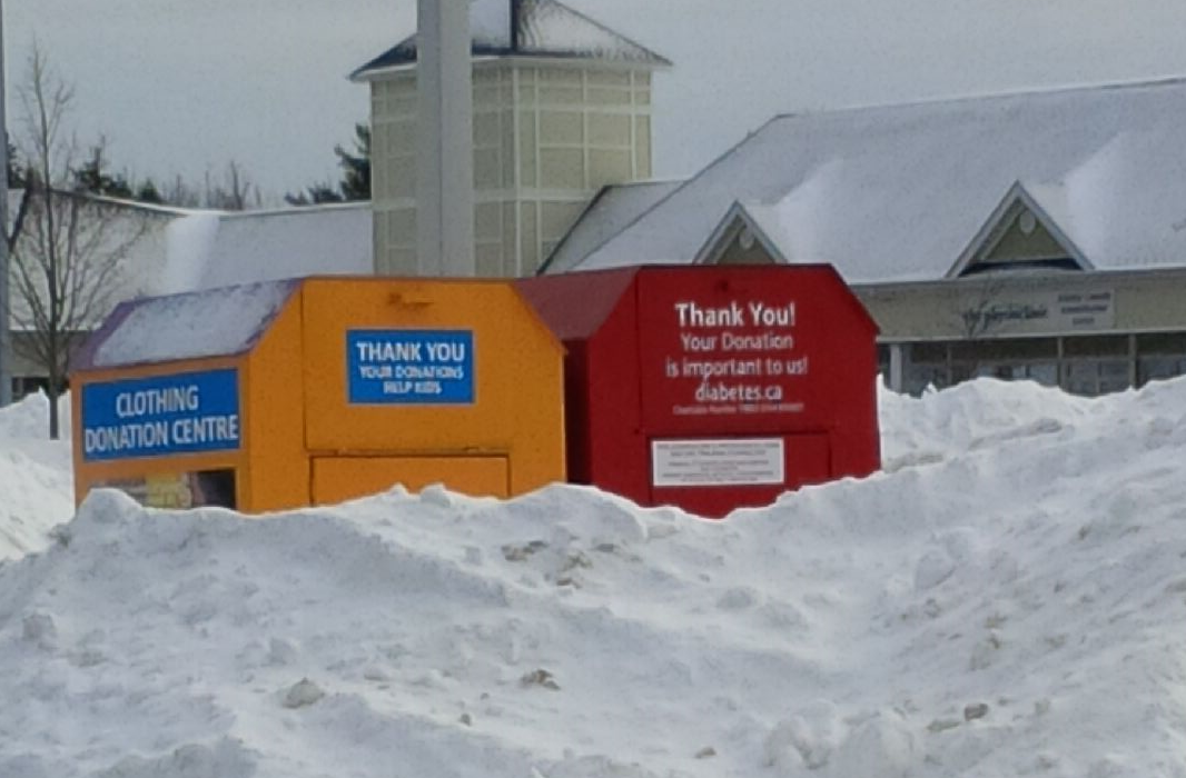 Snow is making donations and pickups a challenge at local charity bins.