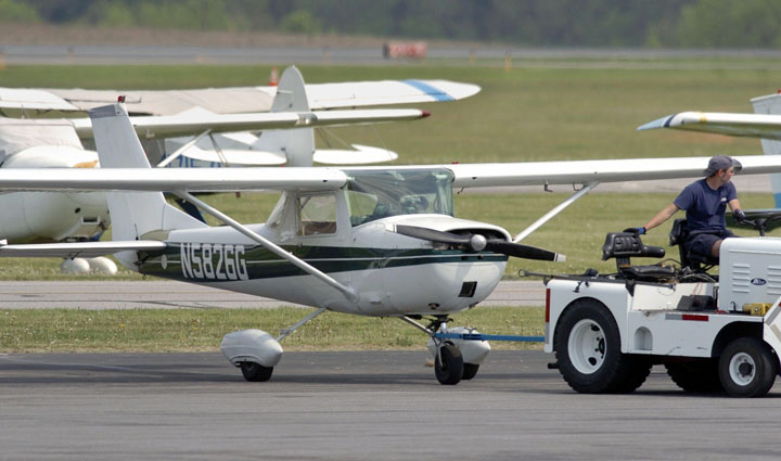 A Cessna 150 two-seat plane in seen in this file photo.