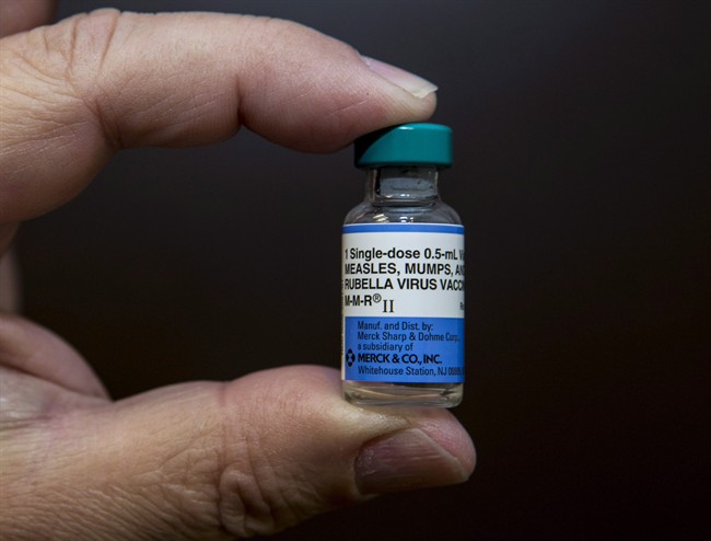 A dose of the measles-mumps-rubella vaccine is shown in Northridge, Calif., Jan.29, 2015.