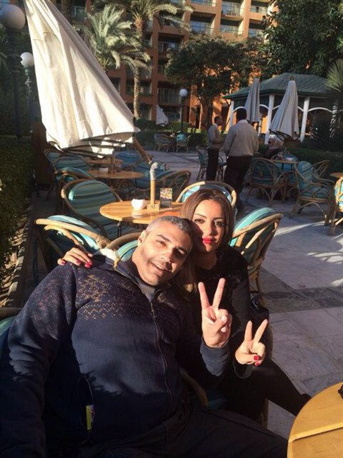 Canadian journalist Mohamed Fahmy poses for a photo with his wife Marwa Omara on Friday, Feb. 13, 2015. 