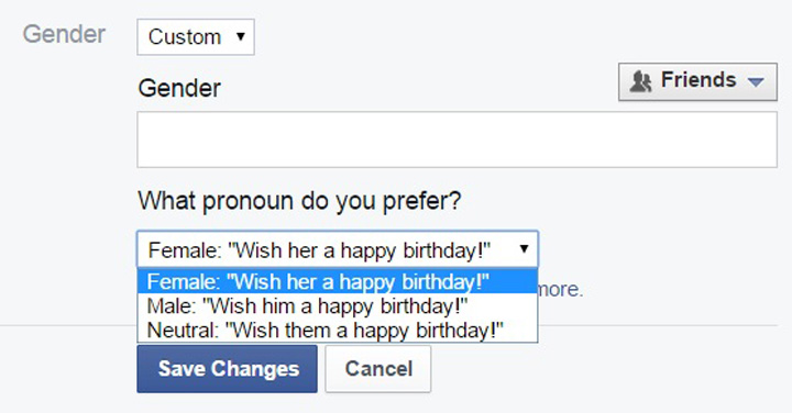Facebook users have the option of filling in the blank when it comes to gender identity.