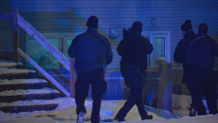 Saskatoon police searching for suspects after man reported to have been shot in the leg Wednesday morning.