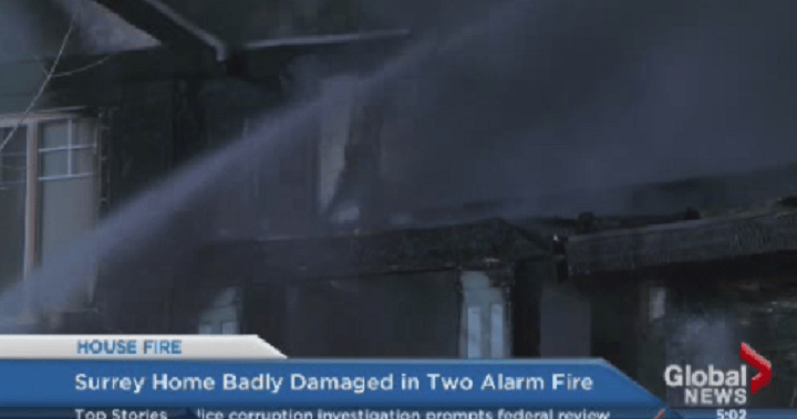 Two alarm fire badly damages Surrey home - BC | Globalnews.ca