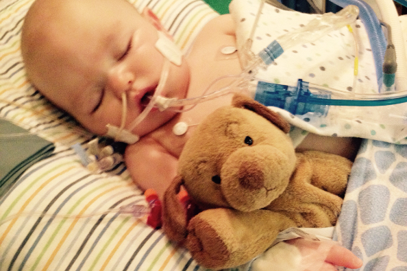 Baby Grant in hospital.