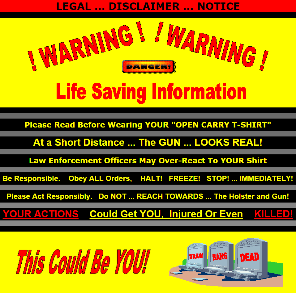 Gun t-shirt warning
