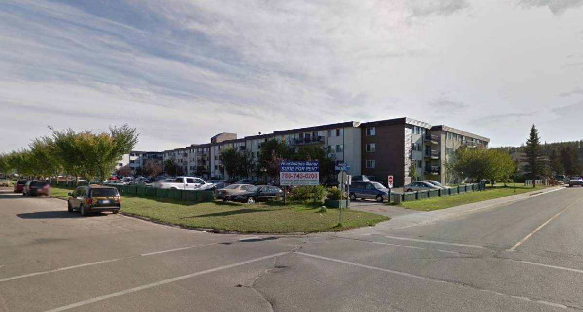 Hearthstone Manor apartment building in Fort McMurray, where five children were accidentally poisoned. February 23, 2015.