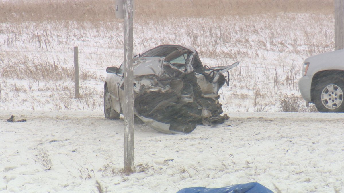 RCMP were called to Highway 46 near the Pilot Butte West entrance where a two-door vehicle collided with a semi-truck.