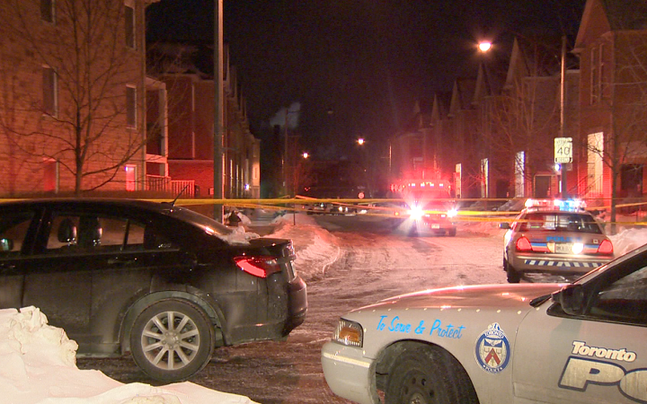 Police investigate a suspicious incident after a man died near Eglinton and Laird on Feb. 26, 2015.