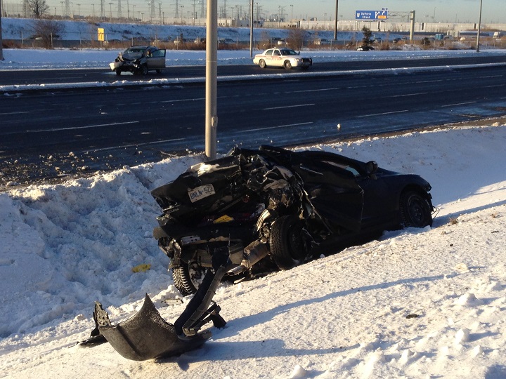 A man is in hospital after a two vehicle collision in Vaughan on Feb. 25, 2015.