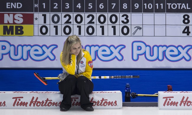 Jennifer Jones takes her first loss at the Scotties Tournament of Hearts.