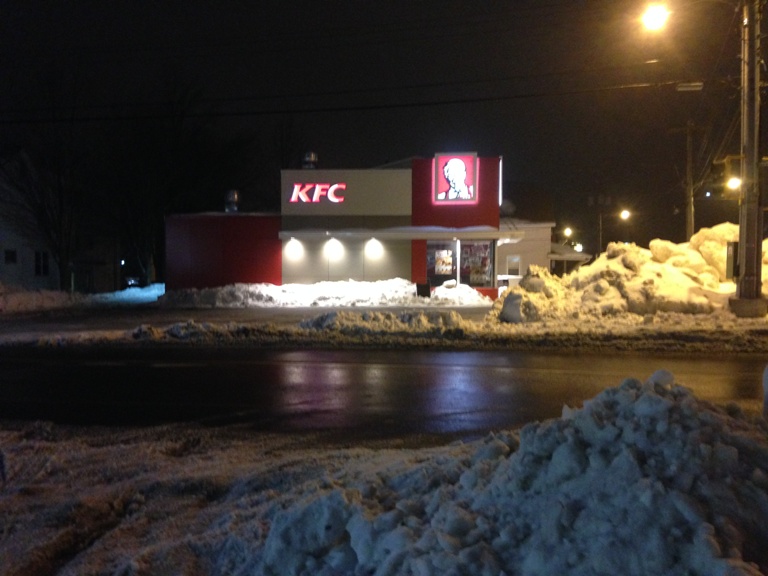 Just after 9 p.m. on Wednesday, police said a man entered the KFC on Titus Street, indicated he had a weapon and demanded cash.