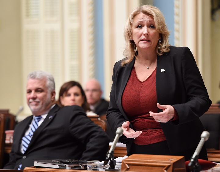 Quebec Public Security Minister Lise Theriault responds to the Opposition, during question period.