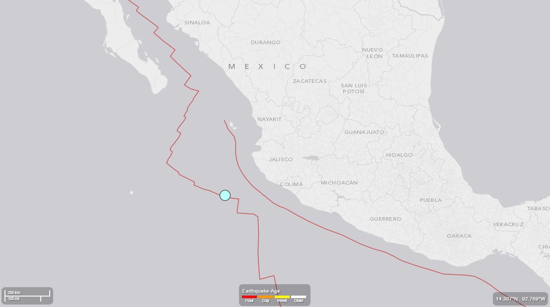 A United States Geological Survey map of where the earthquake occurred off the coast of Mexico Sunday, Feb. 22, 2015.