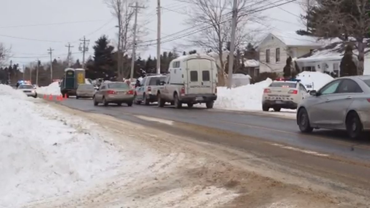 Police on scene at Mount Uniacke residence where man was stabbed this morning. 