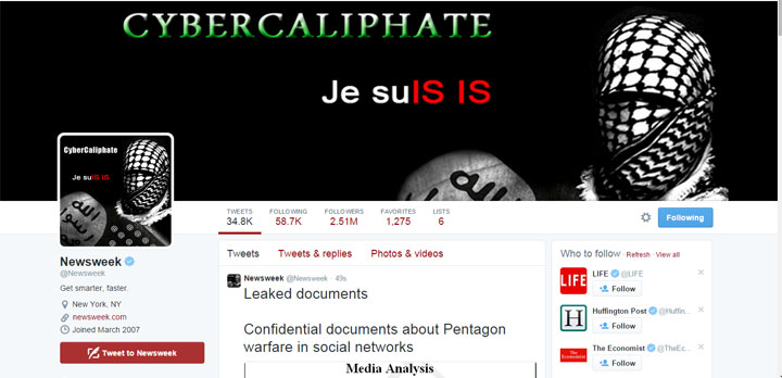Newsweek’s Twitter account hacked by apparent ISIS supporters; warns of ‘bloody Valentine’s Day’ - image