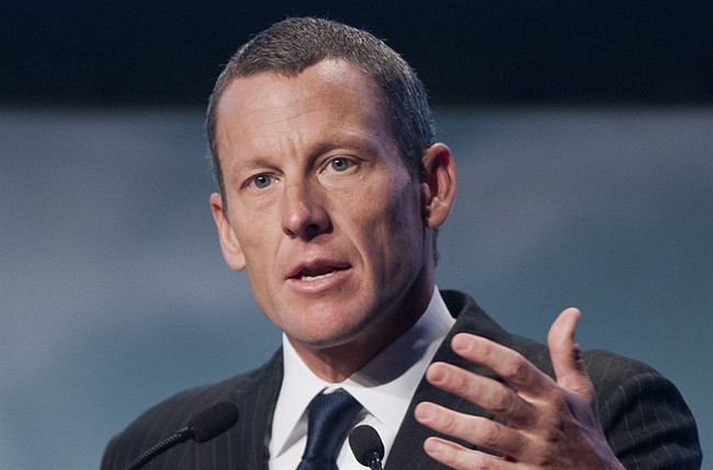 In this Aug. 29, 2012 file photo, Lance Armstrong speaks in Montreal.