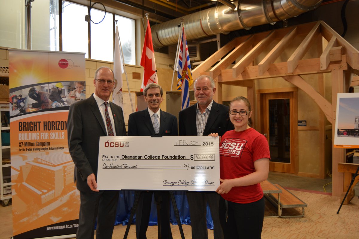 Students step up with big ticket donation to Okanagan College - image